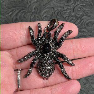 Black Rhinestone Tarantula Spider Pendant Ornament Halloween Jewelry